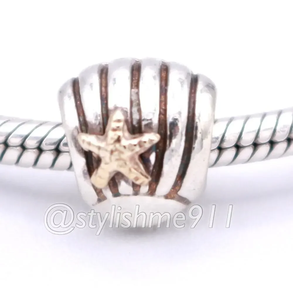 PANDORA Silver Sea Shell Charm with 14K Gold - 790249
